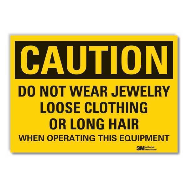 Caution Sign, 5 in Height, 7 in Width, Reflective Sheeting, Horizontal Rectangle, English