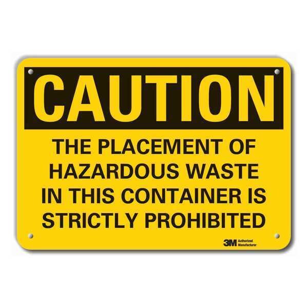 Reflective Hazardous Waste Caution Sign, 7 in H, 10 in W, Vertical Rectangle, LCU3-0470-RA_10x7