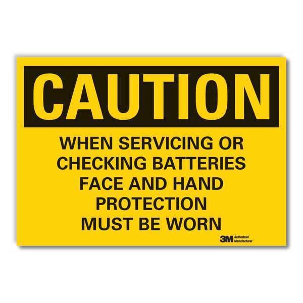 Battery Hazard Caution Reflective Label, 3 1/2 in Height, 5 in Width, Reflective Sheeting, English