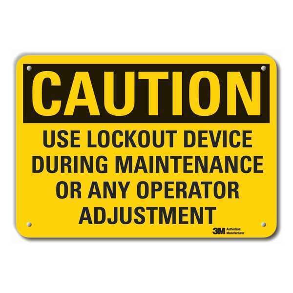 Caution Sign, 10 in Height, 14 in Width, Plastic, Horizontal Rectangle, English