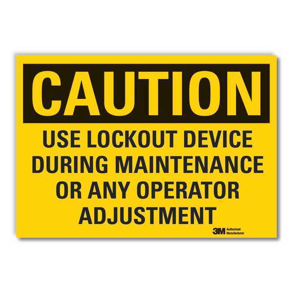 Lockout Tagout Caution Reflective Label, 5 in Height, 7 in Width, Reflective Sheeting, English