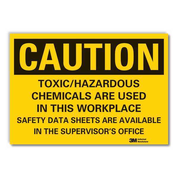 Toxic Materials Caution Reflective Label, 5 in Height, 7 in Width, Reflective Sheeting, English