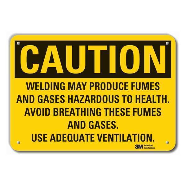 Caution Sign, 7 in Height, 10 in Width, Plastic, Vertical Rectangle, English