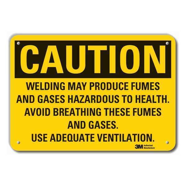 Caution Sign, 10 in Height, 14 in Width, Plastic, Horizontal Rectangle, English