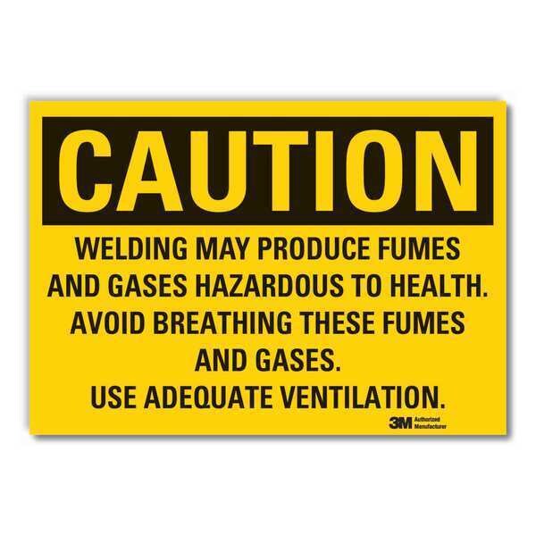 Welding Hazard Caution Reflective Label, 5 in Height, 7 in Width, Reflective Sheeting, English