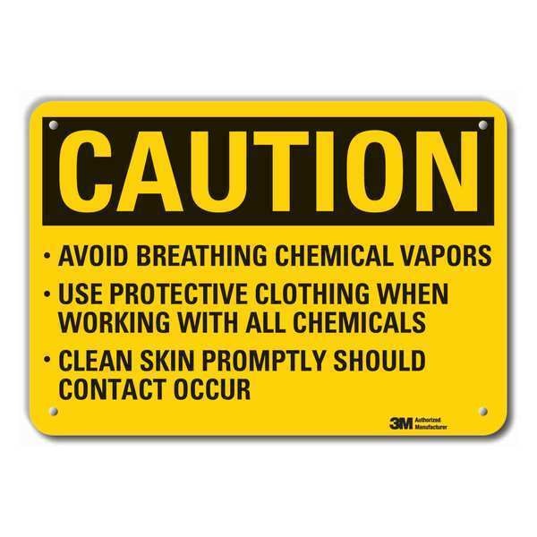 Reflective  Ppe  Caution Sign, 7 in Height, 10 in Width, Aluminum, Vertical Rectangle, English