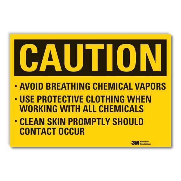 Ppe  Caution Reflective Label, 5 in Height, 7 in Width, Reflective Sheeting, Horizontal Rectangle