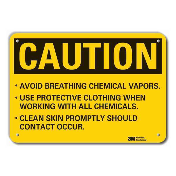 Reflective  Ppe  Caution Sign, 10 in Height, 14 in Width, Aluminum, Horizontal Rectangle, English