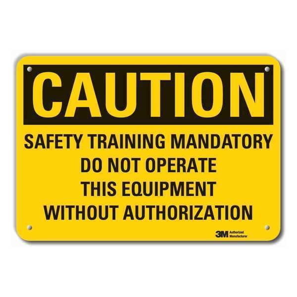 Reflective  Machine & Operation Caution Sign, 7 in Height, 10 in Width, Aluminum, English