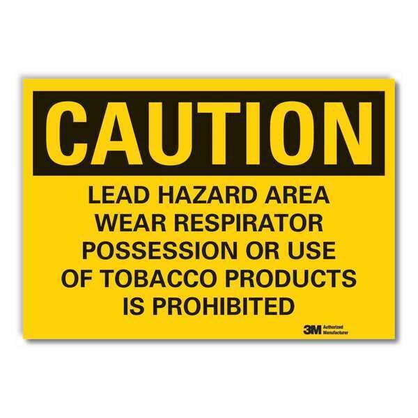 Lead Hazard  Caution Reflective Label, 10 in Height, 14 in Width, Reflective Sheeting, English