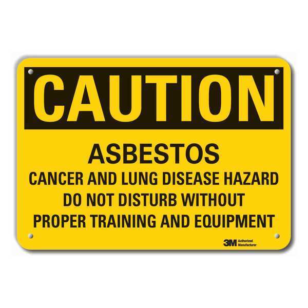 Reflective Asbestos Caution Sign, 7 in H, 10 in W, Vertical Rectangle, English, LCU3-0483-RA_10x7