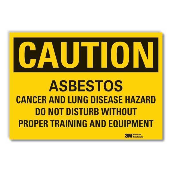 Asbestos Caution Reflective Label, 10 in H, 14 in W, English, LCU3-0483-RD_14x10