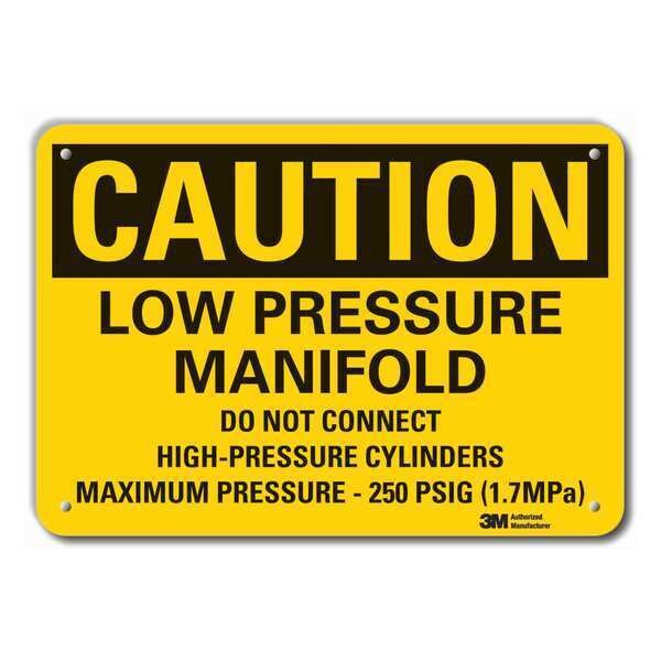 Reflective  High-Pressure Cylinders Caution Sign, 7 in Height, 10 in Width, Aluminum, English