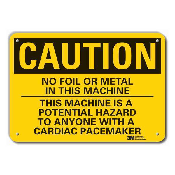 Reflective  Microwave Caution Sign, 10 in Height, 14 in Width, Aluminum, Horizontal Rectangle