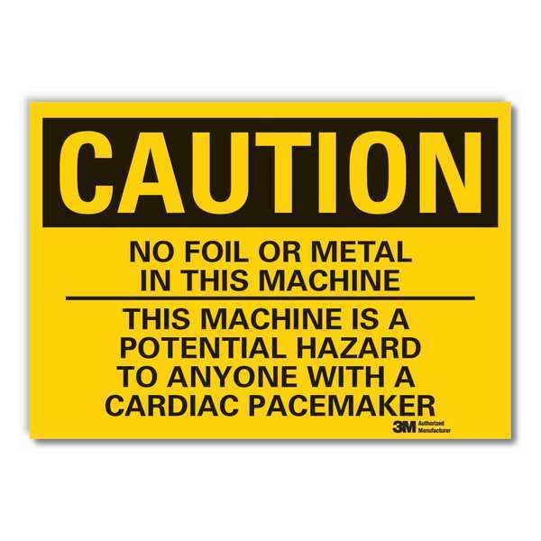 Microwave Caution Reflective Label, 7 in Height, 10 in Width, Reflective Sheeting, English