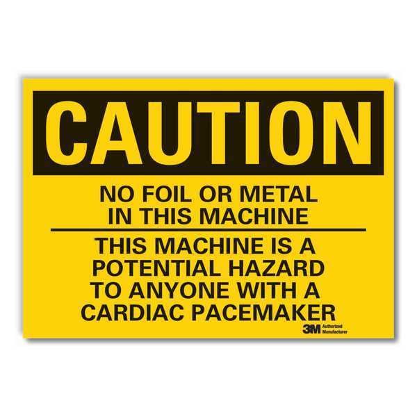 Microwave Caution Reflective Label, 3 1/2 in Height, 5 in Width, Reflective Sheeting, English