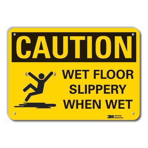 Caution Sign, 10 in Height, 14 in Width, Aluminum, Vertical Rectangle, English