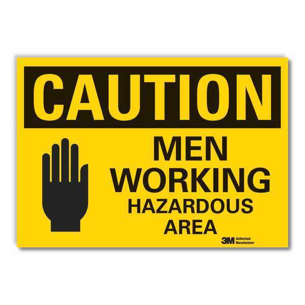 Caution Sign, 10 in Height, 14 in Width, Non-PVC Polymer, Horizontal Rectangle, English