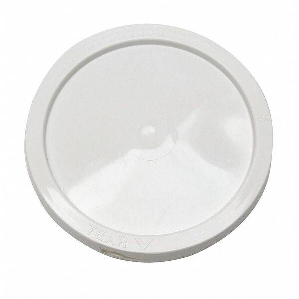 Plastic Pail Lid, White, Tear tab, 1-1/6