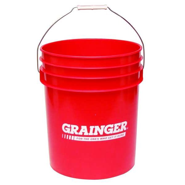 Pail, 5.0 gal., Open Head, Red, Logo