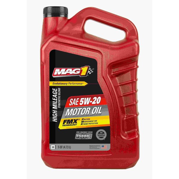 Engine Oil, Hi Mileage, 5W-20, 5 Qt.