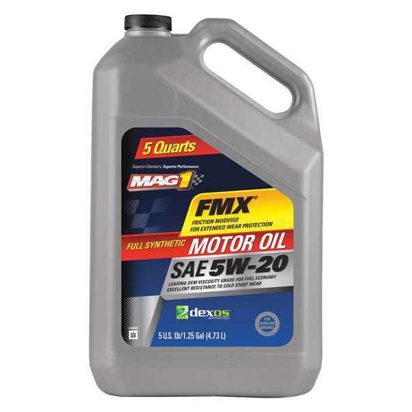 Engine Oil, 5W-20, Synthetic, 5 Qt.