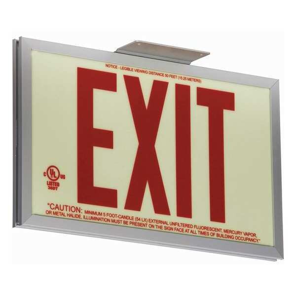 Exit Sign, 7 1/2 in x 13 in, Plastic, GRAN11410
