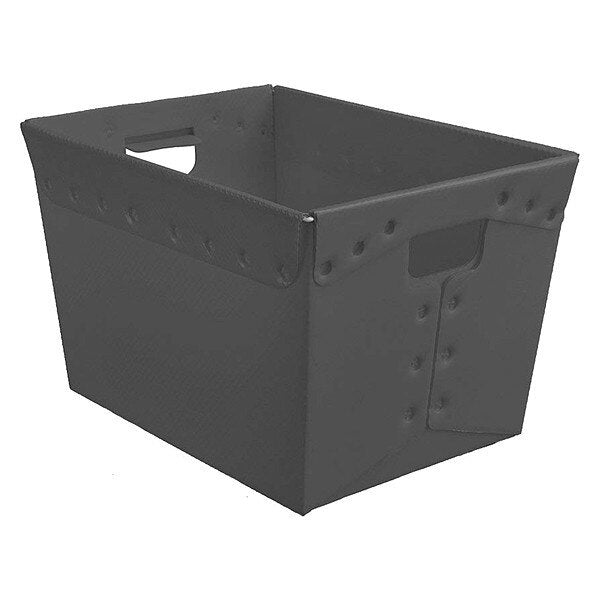 Nesting Container, Black, Plastic, 18 in L, 13 in W, 6 in H, 0.26 cu ft Volume Capacity
