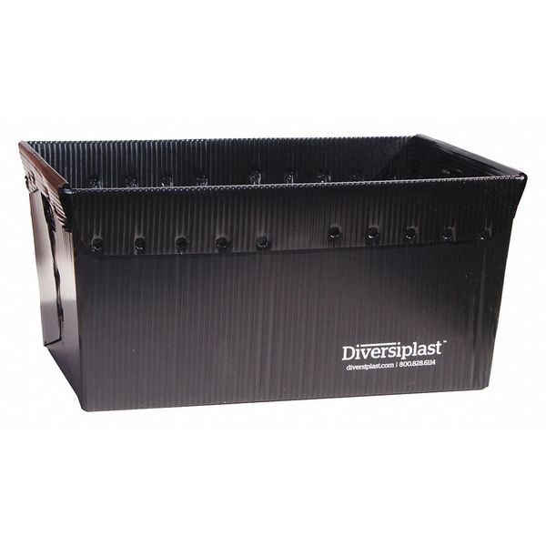 Nesting Container, Black, Plastic, 23 in L, 15 in W, 12 in H, 0.4 cu ft Volume Capacity
