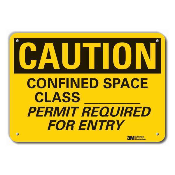 Caution Sign, 7 in. H, Alum, Confined Space, LCU3-0441-RA_10x7