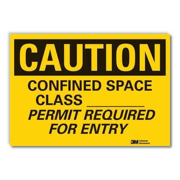 Caution Sign, 7 in H, Vinyl, Confined Space, LCU3-0441-RD_10x7