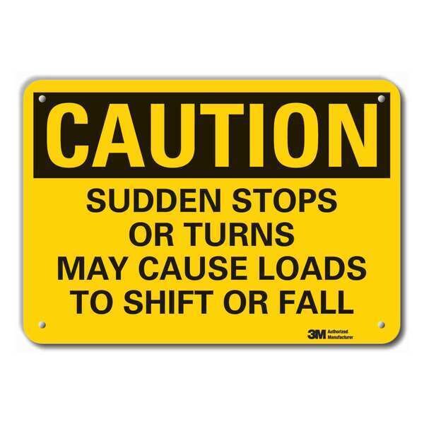 Reflective Lift Truck Traffic Caution Sign, 7 in H, 10 in W, Aluminum, Vertical  LCU3-0437-RA_10x7