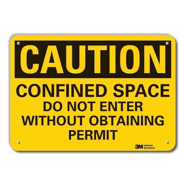 Caution Sign, 10 in H, Alum, Confined Space, LCU3-0427-RA_14x10