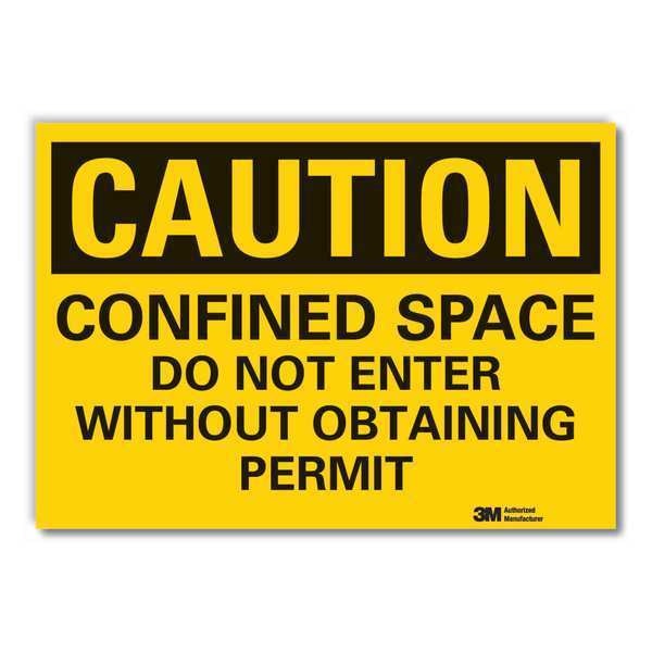 Caution Sign, 7 in H, Vinyl, Confined Space, LCU3-0427-RD_10x7