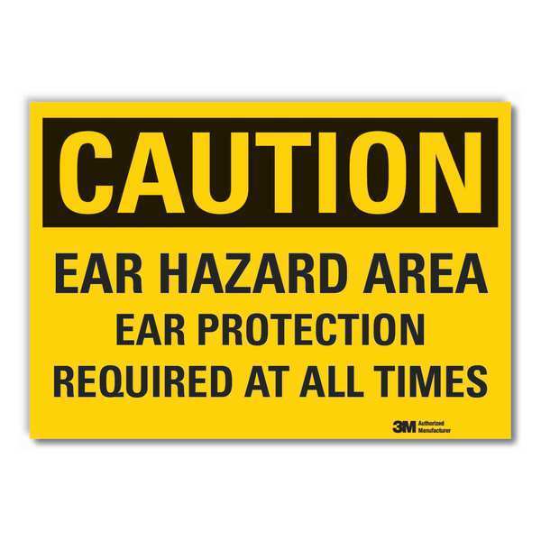 Caution Sign, 3-1/2 in H, Vinyl, Ear Hazard