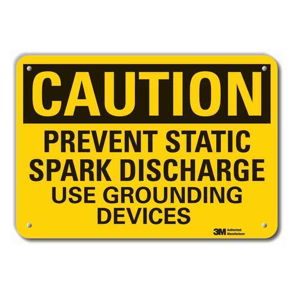 Caution Sign, 10 in H, Alum, Prevent Static