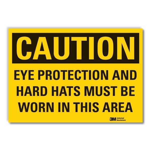 Caution Sign, 7 in H, Vinyl, Eye Protection, LCU3-0435-RD_10x7