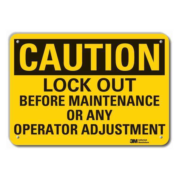 Reflective  Lockout Tagout Caution Sign, 7 in Height, 10 in Width, Aluminum, Vertical Rectangle