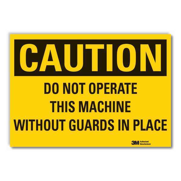 Caution Sign, 10 in Height, 14 in Width, Non-PVC Polymer, Horizontal Rectangle, English