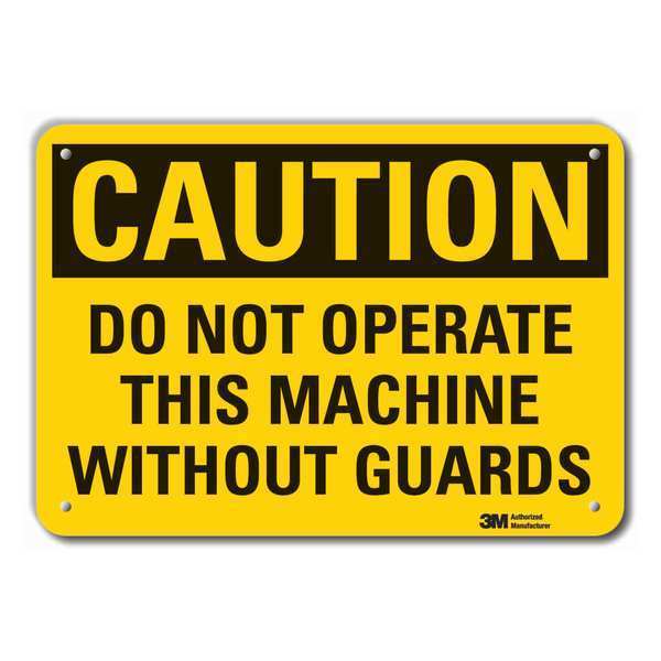 Caution Sign, 7 in Height, 10 in Width, Plastic, Vertical Rectangle, English