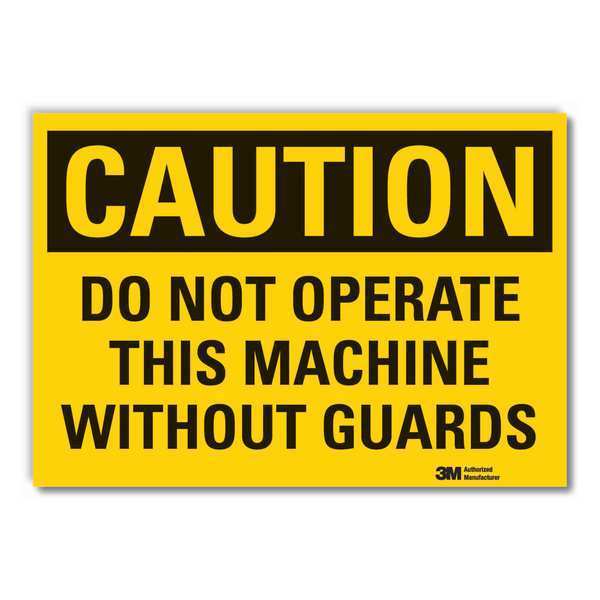 Caution Sign, 10 in Height, 14 in Width, Non-PVC Polymer, Horizontal Rectangle, English