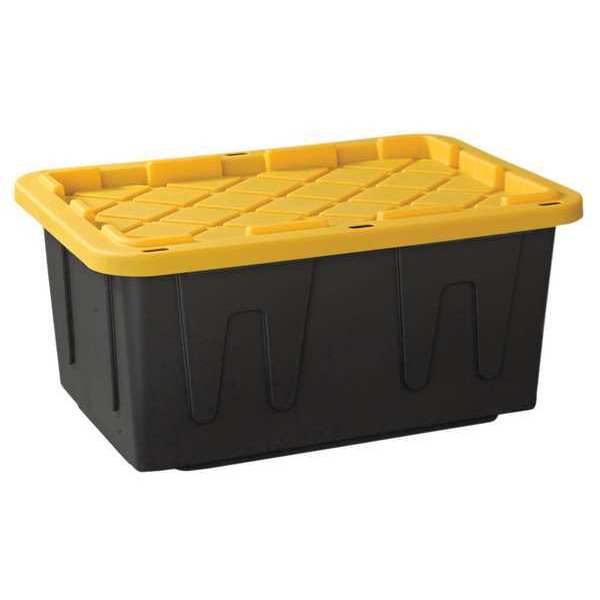 Storage Tote, Black/Yellow, Polypropylene, 30 3/4 in L, 20 1/2 in W, 14 3/8 in H
