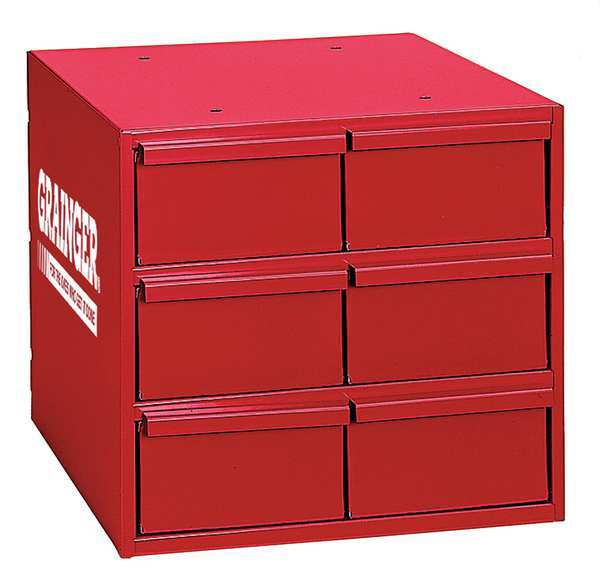 Drawer Bin Cabinet with 6 Drawers, Steel, 11 3/4 in W x 11 in H x 11 3/4 in D