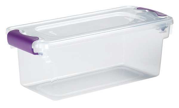 Storage Tote, Clear, Polypropylene, 16 1/4 in L, 7 in W, 6 1/8 in H, 1.8 gal Volume Capacity