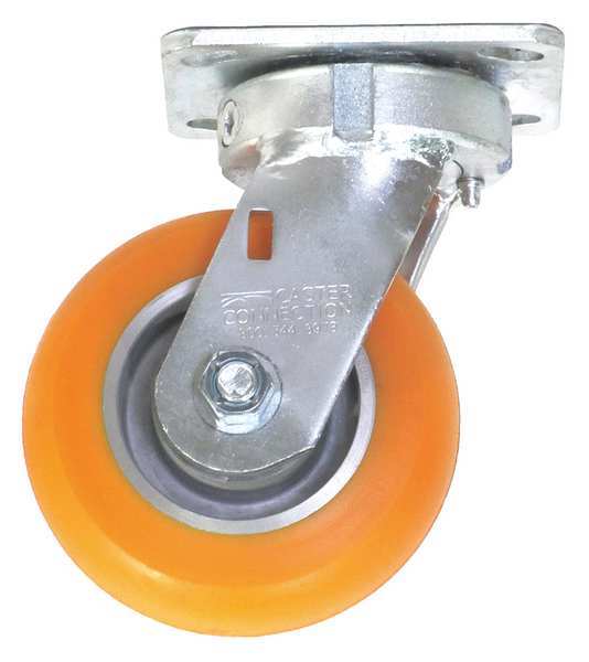 Kingpinless Swivel Plate Caster, Polyurethane, 750 lb.