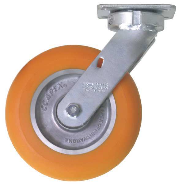 Kingpinless Swivel Plate Caster, Polyurethane, 1200 lb