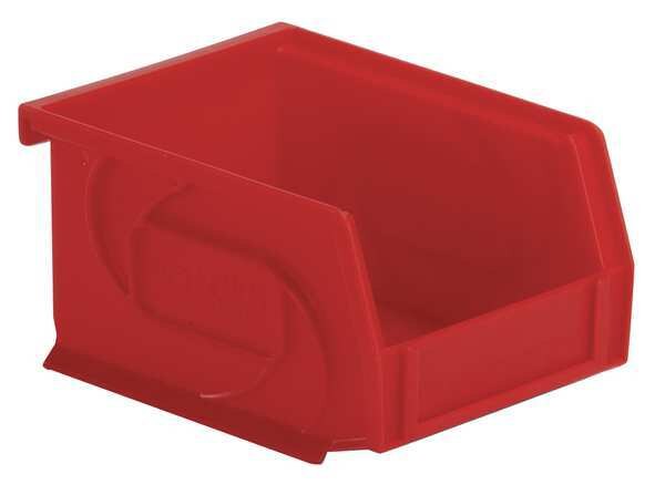 Hang & Stack Storage Bin, Red, Plastic, 5 3/8 in L x 4 1/8 in W x 3 in H, 15 lb Load Capacity