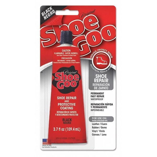 Shoe Repair Glue, Shoe GOO(R) Series, Clear/Black, 1 to 3 day Full Cure, 3.7 oz, Tube