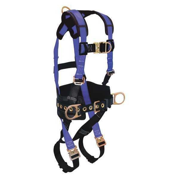 Full Body Harness, Vest Style, L, Polyester, Black/Blue