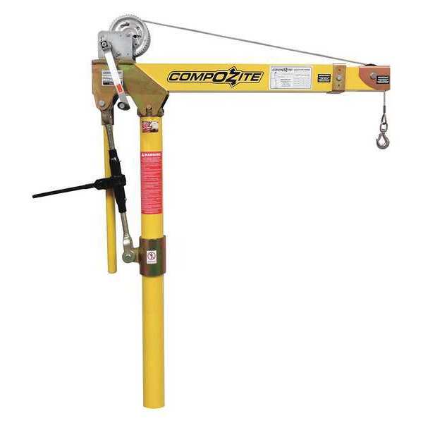 Davit Crane, 22 in to 66 in Reach, 0 in to 660 in Lift Range, Yellow